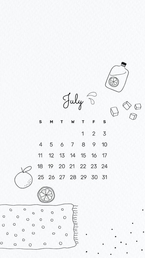 July 2021 mobile wallpaper vector template cute doodle drawing | premium image by rawpixel.com / sasi Iphone Wallpaper Vector, Cute Doodle Drawing, Month Wallpaper, July Wallpaper, Calendar Background, July Calendar, New Year Art, Cute Doodle, 2022 Calendar