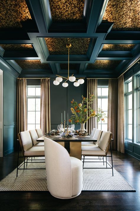 Chestnut x CJI — Carly Jo Interiors Dining Room Wood Ceiling, Rh Dining Room, Rh Dining, Charleston Interior Design, Grand Dining Room, Dining Room Transformation, Dining Room Credenza, Custom Dining Room, Wood Dining Room