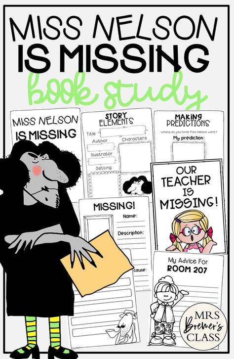 Mrs Nelson Is Missing, Plot Worksheet, Miss Nelson Is Missing, Second Grade Books, Book Study Activities, Literature Unit Studies, 1st Grade Books, First Grade Books, Literature Activities