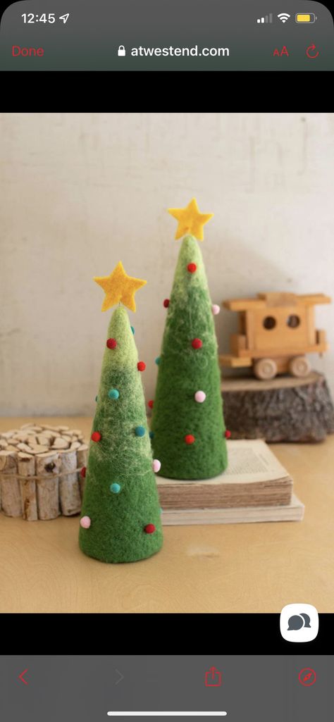 Felt Christmas Trees, Felted Christmas, Needle Felted Christmas, Rustic Holiday Decor, Felt Christmas Tree, Bright Christmas, Rustic Holiday, Decorating Style, Beautiful Christmas Trees