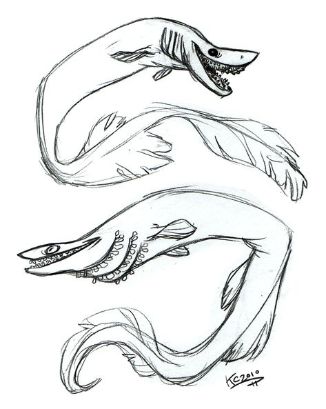 Frilled Shark by Polarkeet.deviantart.com on @deviantART Frilled Shark, Sea Creatures Drawing, Shark Drawing, Shark Coloring Pages, Shark Art, Cartoon Fish, Shark Tattoos, Creature Artwork, Creature Drawings