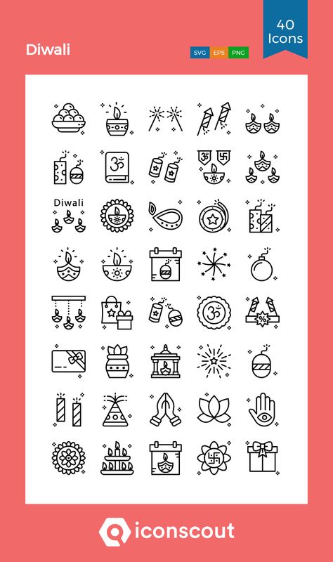 Diwali  Icon Pack - 40 Line Icons Diwali Elements Illustration, Diwali Pattern Design, Diwali Doodle Art, Diwali Doodle, Diwali Pattern, Diwali Elements, Diwali Poster Design, Diwali Gift Items, Diwali Art