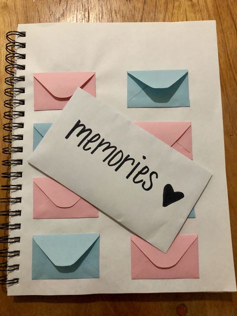 A great idea for a gift, a memories notebook. Diary Gift Ideas For Boyfriend, Birthday Book Ideas Scrapbook For Boyfriend, Memory Notebook Ideas, Diy Memory Book Ideas, Couple Memories Book, How To Make A Memory Book For Boyfriend, One Year Notebook, Notebook Gift Ideas Boyfriend, Memories Notebook Ideas