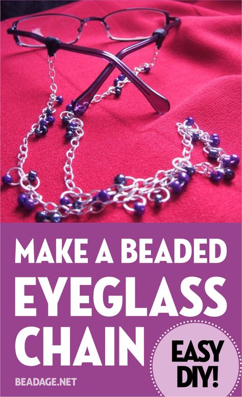 Diy Chain Necklace Tutorials, Diy Glasses Chain, Glasses Chain Diy, Jewelry Making For Beginners, Diy Glasses, Eyeglass Jewelry, Eyeglass Chain Holders, Beaded Sunglasses, Eyeglass Chains