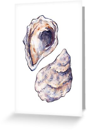 4" x 6" cards for every occasion. Digitally printed on heavyweight stock. Uncoated blank interior provides a superior writing surface. Comes with a kraft envelope. Additional sizes are available. Get ready for summer with this fun oyster watercolour! Painted Shells, Get Ready For Summer, Oyster Shell, Greeting Card Design, Drawing Inspiration, Top Artists, Get Ready, Science Poster, Sticker Design