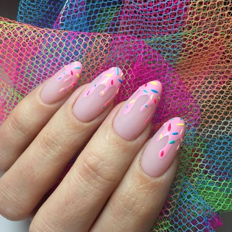 Sprinkle Nails, Fantastic Nails, Rainbow Nail, Nails 2022, Colorful Nails, Her Nails, Cream Nails, Kawaii Nails, Rainbow Nails