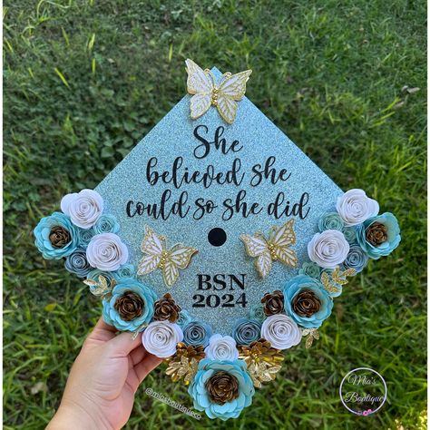 Gcu Graduation, Science Graduation Cap, Floral Graduation Cap, Flower Graduation Cap, Glitter Graduation Cap, Flower Graduation, Custom Graduation Caps, Cap Graduation, Biology Science