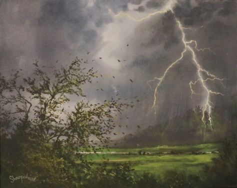 Stormy Acrylic Painting, Stormy Weather Painting, Storm Oil Painting, Storm Painting Acrylic, Stormy Painting, Stormy Sky Painting, Thunder Painting, Storm Drawing, Storm Illustration