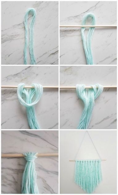 Easy Diy Wall Hanging, Diy Wall Hanging Yarn, Teenage Room Decor, Kraf Kertas, Dekor Diy, Yarn Wall Hanging, Diy Simple, Kraf Diy, Wall Hanging Diy