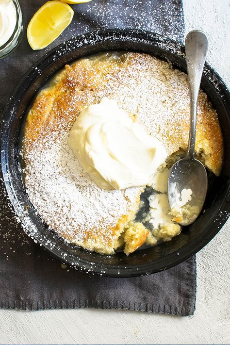 #RecipeoftheDay: Easy Lemon Self-Saucing Pudding by kathrynt - "Such an easy and yummy dessert. Lovely and lemony, with the cake and the sauce. Only requires a few ingredients and turns out so well with such little effort." - blondeemonster00 Self Saucing Pudding, Citrus Recipes, Australia Food, Lemon Pudding, Winter Desserts, Lemon Rind, Lemon Sauce, Pudding Cake, Lemon Desserts