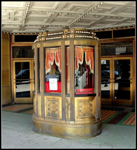 Pennsylvania ~ Erie | The ticket booth at the historic Warne… | Flickr Theatre Ticket Booth, Circus Props, Art Deco Theater, Vintage Movie Theater, Vintage Theater, Art Deco Fireplace, Christmas Booth, Lost Film, Pennsylvania History