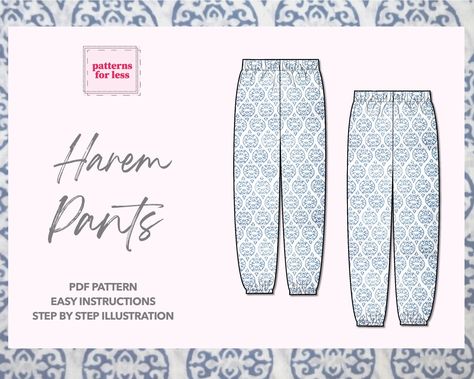 Harem Pants Sewing Pattern, Sewing Pattern Pants, Loungewear Wardrobe, Sewing Pattern Women, Women Pants Pattern, Pattern Pants, Pants Sewing, Tank Top Pattern, Comfortable Loungewear