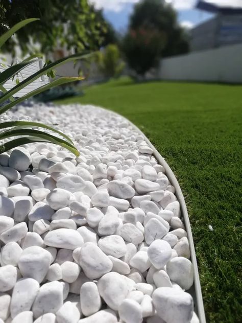 White Pebbles, Pebble Stone, Home Landscaping, Outdoor Oasis, Rock Garden, Garden Landscaping, House Plants, Garden Design, Zen