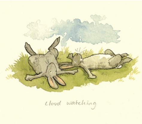 Two Bad Mice, Cloud Watching, Anita Jeram, Rabbit Art, Bunny Art, Childrens Illustrations, Childrens Art, Book Illustration, Animal Illustration