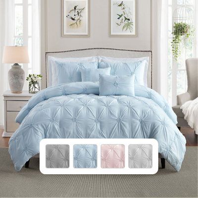 Ultra Plush Floral Pintuck Comforter Set (Assorted Sizes and Colors) - Sam's Club Pintuck Bedding, Pintuck Comforter, Music Bedroom, Blue Comforter, Twin Xl Comforter, King Comforter Sets, King Pillows, Queen Comforter Sets, Queen Comforter