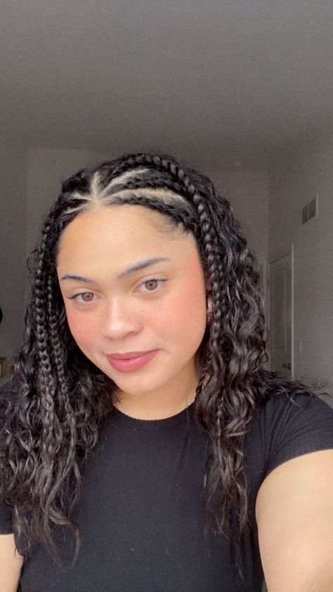 Curly hairstyles 3b mixed hair texture Curly Hairstyles With Plait, Cornrows In Front Curls In Back Natural Hair, Half Up Braids Short Hair, Front Braid Curly Hair, Half Braided Hairstyles Curly Hair Short, Braids 3b Hair, Cute Braided Hairstyles Curly Hair, Curly Hair Front Braids, 3b Braided Hairstyles