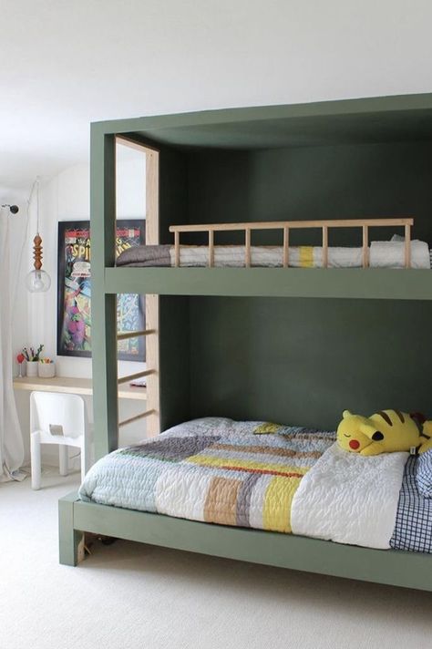 Sage Green Bedroom Bunk Bed, Green Built In Bunk Beds, Matrix Kids Bunk Bed, Espresso Bunk Beds, Military Bunk Beds, Storage Room, Kids Bedroom, Kids Room, Cottage