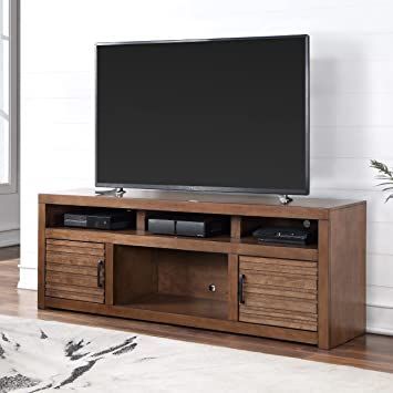 Bridgevine Home Modern Rustic TV Stand for TV's up to 80 Inches, 73 Inch, Fully Assembled Rustic Tv Stand, Tv Stand Console, Knotty Alder, Black Hollywood, Cable Box, Tv Stand Wood, Oakland California, Tv Stands And Entertainment Centers, Tv Console