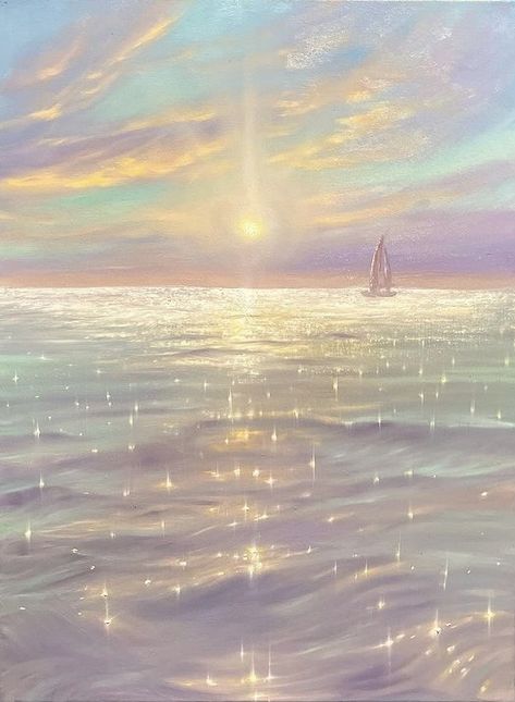 Image Nature, Sea Art, Ethereal Art, Dreamy Art, Pretty Wallpapers Backgrounds, Alam Yang Indah, Seascape Paintings, It Girl, Sailboats