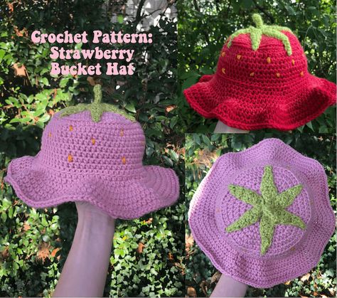 strawberry bucket hat Crochet Fruit Hat Pattern Free, Bucket Hat Pattern Crochet Free, Baby Bucket Hat Crochet Pattern Free, Crochet Toddler Bucket Hat, Strawberry Crochet Bucket Hat, Strawberry Bucket Hat Crochet Pattern, Crochet Bucket Hats Free Pattern, Crochet Baby Bucket Hat, Crochet Bucket Hat Pattern Free