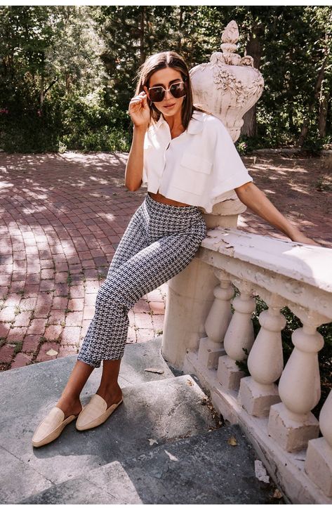 Shop . #NordstromRack #shoes Slide On Loafers Outfit, Slip On Flats Outfit, How To Style Mules Flats, Backless Loafers Outfit, Slip On Loafers Outfit, Mules Shoes Outfit Work, Outfits With Mules Flats, Styling Loafers Women, Mules Shoes Outfit Casual