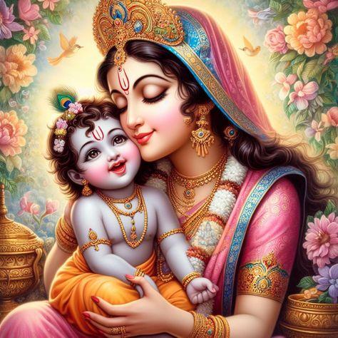 Krishna With Yashoda Maiya, Krishna With Yashoda, Creative App Design, Yashoda Krishna, Little Krishna, Baby Krishna, Indian Goddess, Krishna Photo, Radha Krishna Images