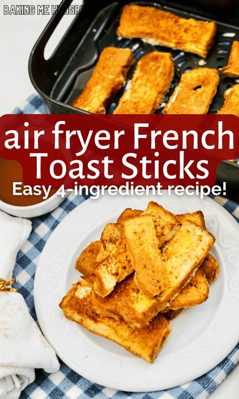 Making French Toast Sticks in the Air Fryer is the perfect quick breakfast! This French toast sticks air fryer recipe is easy & delicious! French Toast Sticks Air Fryer, Air Fryer French Toast Sticks, Making French Toast, Air Fryer French Toast, French Toast Sticks Recipe, Sourdough French Toast, Homemade French Toast, 4 Ingredient Recipes, French Toast Sticks