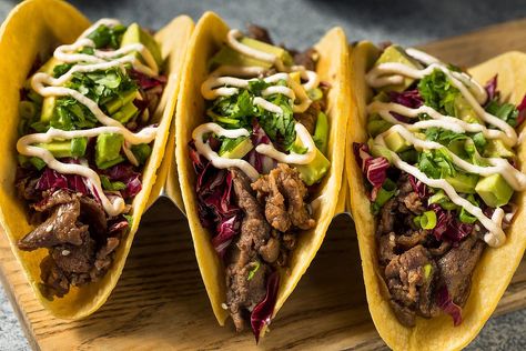 Bulgogi Tacos Recipe, Gochujang Sauce Recipe, Bulgogi Tacos, Korean Beef Tacos, Korean Beef Bulgogi, Korean Bulgogi, 30seconds Food, Seafood Salad Pasta, Smash Burgers