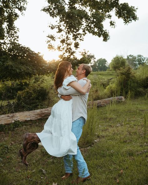 The only better combo than a cotton dress and cowboy boots is Victoria & Bennett at golden hour 🌞🤍🌳 These two are pure happiness 🫶 White Dress With Cowboy Boots Engagement, Engagement Photos With Boots, Engagement Photos Cowboy Boots, Bridesmaid Cowboy Boots, Cowboy Boots Wedding Dress, Cowboy Boots And Dress, Bridesmaids Cowboy Boots, Wedding Dress With Boots, Wedding Dress Cowboy Boots