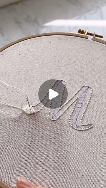 embroidery for beginners on Instagram: "Have you tried embroidering letters like this?🤨😊" Large Letter Embroidery, Letter H Embroidery Patterns, How To Embroider Monogram By Hand, Monogram Embroidery Letters Pattern, T Embroidery Letter, Lettering Embroidery Stitches, Hand Embroidered Lettering, Hand Embroidered Monogram Letters, Embroidery Text Lettering