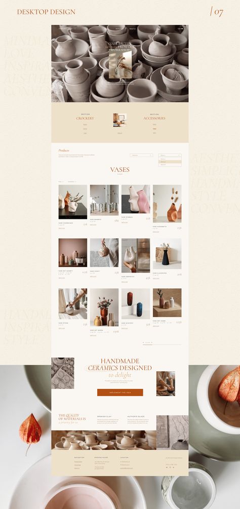 Handmade Website Design, Ceramics Website Design, Workshop Website Design, Pottery Website Design, Pottery Instagram Feed, Ceramic Website, Pottery Website, Pottery Products, Webpage Design Layout