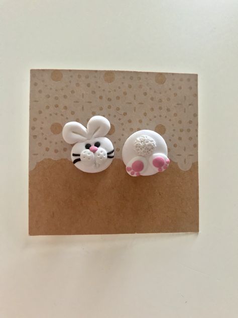 Polymer Clay bunny earrings Bunny Polymer Clay Earrings, Clay Bunny Earrings, Bunny Clay Earrings, Polymer Clay Easter Ideas, Polymer Clay Animal Earrings, Polymer Clay Easter Earrings, Clay Easter Earrings, Easter Clay Earrings, Easter Polymer Clay