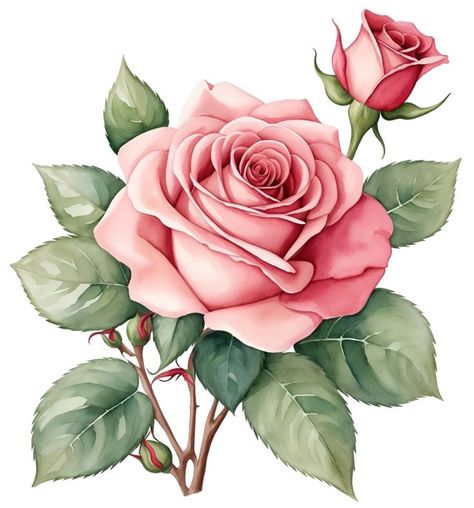 Love Alphabet, Flower Pic, Watercolour Drawings, Graphic Flowers, Arte Aesthetic, Two Roses, Roses Art, Bag Illustration, Rose Varieties