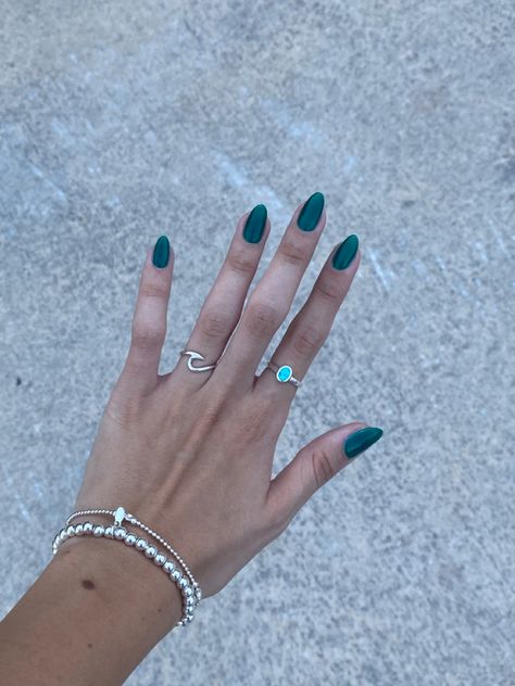 December Nails Solid Color, Basic Solid Color Nails, Nail Color Solid, Green Solid Nails, Nails Acrylic Plain Colors, Cool Toned Nails, Nail Solid Colors, Simple Color Nails, Simple Nail Inspo Almond