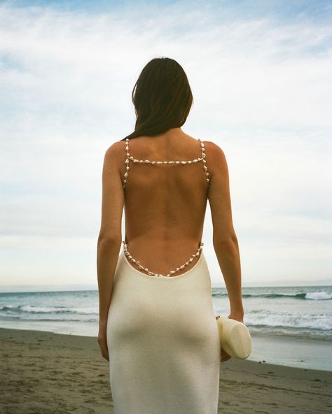 Wedding • Instagram Cult Gaia Dress, Backless Gowns, Pearl Straps, Midi Knit Dress, Icon Clothing, Backless Gown, White Cocktails, Fashion Journals, Cult Gaia