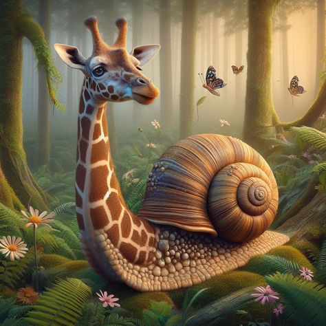 Giraffe snail hybrid, fantasy, digital painting Hybrid Animals Fantasy Creatures, Snail Character, Snail Art, Inktober 2024, Hybrid Art, Fantasy Creatures Art, Ocean Creatures, 3d Illustration, Creature Art