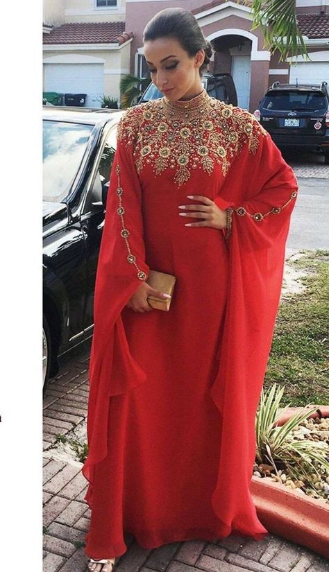 RED KAFTAN Fancy Kaftan, Arabic Party, Arabic Kaftan, Farasha Abaya, Wedding Abaya, Kaftan Wedding, Beach Kaftan, Hand Embroidery Dress, Moroccan Kaftan