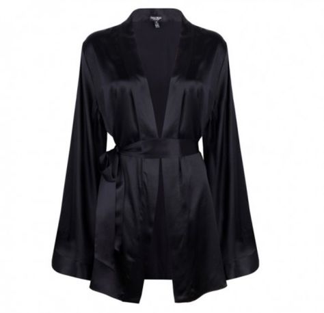 Shuffles Ideas, Satin Night Robe, Black Silk Pajamas, Satin Bathrobe, Black Silk Robe, Fancy Robes, Black Satin Robe, Silk Bathrobe, Slippers Outfit