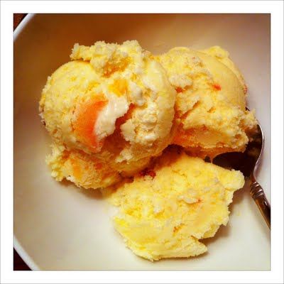 Peaches & Cream Ice Cream Orange Sherbet Recipe, Evaporated Milk Recipes, Homemade Peach Ice Cream, Sherbet Ice Cream, Sherbet Recipes, Ice Cream Recipes Machine, Ice Cream Maker Recipes, Mango Sorbet, Homemade Ice Cream Recipes