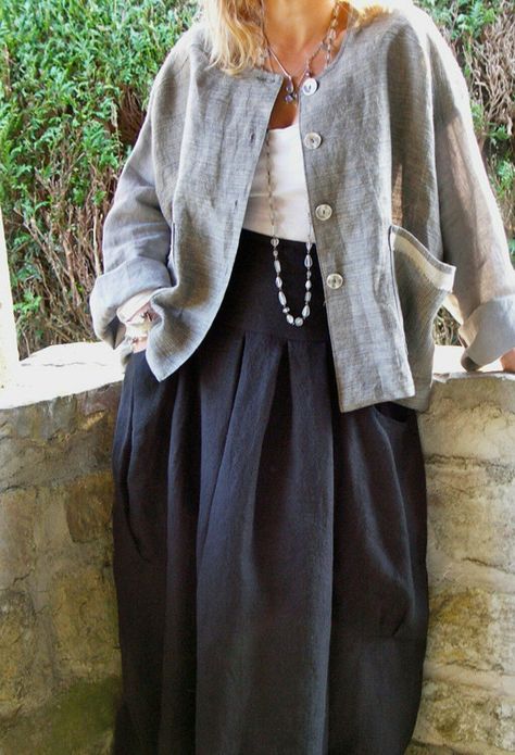 Terry Macey Clothing, Terry Macey, Box Jacket, Linen Outfit, Pocket Skirt, Mode Abaya, Boho Jacket, Linen Dresses, Linen Clothes