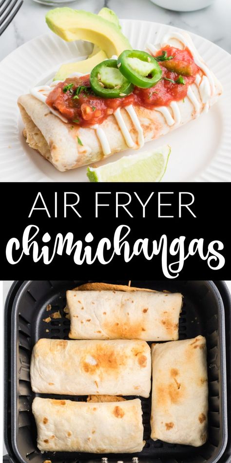 Air Fried Chimichanga Recipe, Air Fryer Mini Chimichangas, Air Fryer Recipes Using Flour Tortillas, Air Fried Burritos, Mexican Restaurant Chimichanga, Air Fryer Chimichangas Chicken, Air Fryer Street Tacos, Air Fryer Wraps Healthy, Chicken Chimichanga Recipe Air Fryer