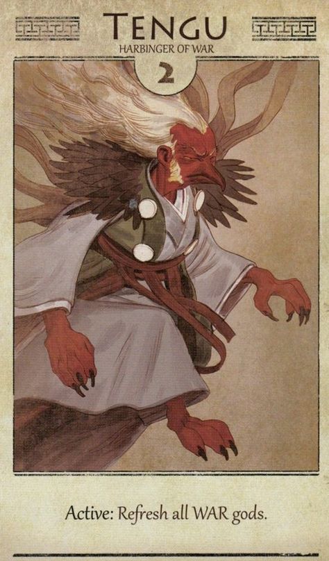 Tengu (Heavenly Dog or Sentinel) are a type of legendary creature found in japanese folk religion. They are considered a type of yōkai (supernatural beings) or Shinto kami (gods). The tengu were originally thought to take the forms of birds of prey and monkey deity, they are traditionally depicted with human, monkey and avian characteristics. Sarutahiko Ōkami is considered to be the original model of Konoha-Tengu (a long-nosed supernatural creature with red face), which today is widely... Mythic Arcana, God Of Time, Kon Bleach, Monster Legends, Drawing Cartoon Faces, Norse Myth, Japanese Mythology, Legends And Myths, Red Face