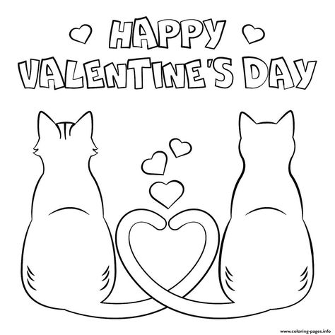 Print Valentines Day Cats in Love coloring pages Valentine's Day Drawings, Bisexual Wallpaper, Elsa Coloring, Valentine History, Valentines Day Drawing, Valentines Day Cat, Hello Kitty Colouring Pages, Valentines Day Coloring Page, Valentine Coloring Pages