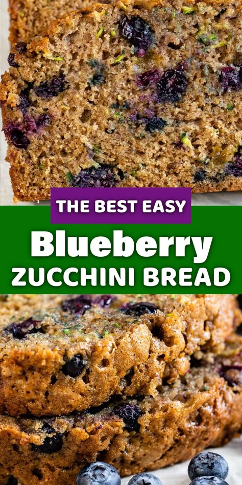 Blueberry Zucchini Bread, Blueberry Zucchini, Zucchini Loaf, Easy Quick Bread, Zucchini Recipes Dessert, Easy Zucchini Bread, Fresh Zucchini, Zucchini Bread Recipe, Crazy For Crust