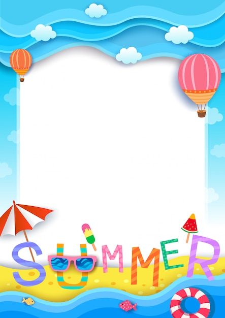 Wallpaper Backgrounds Summer, Backgrounds Summer, Summer Kids Party, Summer Frame, Color Worksheets For Preschool, Ocean Birthday Party, Holiday Homework, Kitty Party Games, Summer Banner