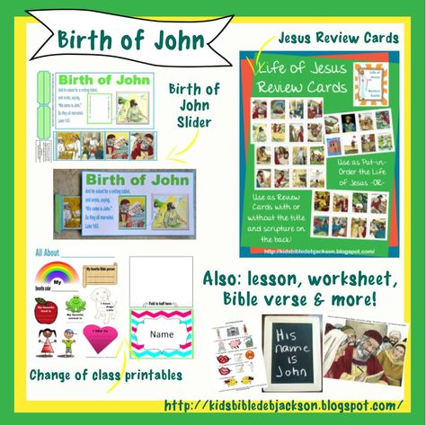 http://kidsbibledebjackson.blogspot.com/2014/05/birth-of-john-baptist.html Birth Of John The Baptist, Catholic Family Life, Bible Crafts Preschool, Bible Homeschool, Bible John, Children Bible, Kids Church Lessons, Bible Camp, Sunday School Coloring Pages