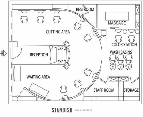 Barber shop floor plan Salon Floor Plan, Hair Salon Interior Design, Salon Interior Design Ideas, Nail Salon Interior Design, Beauty Salon Interior Design, Hair Salon Design, Hair Salon Interior, Interior Design Pictures, Interior Design Books