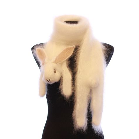 Bunny Scarf, Cute Scarves, Knitted Rabbit, Animal Scarf, Hand Knitted Scarf, Scarf Knit, Knitted Cat, Soft Scarf, Fashion Articles