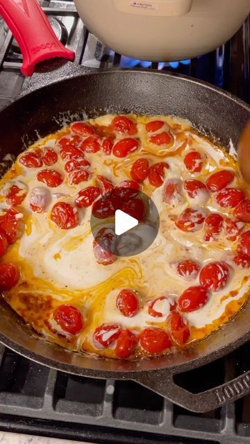 Josie Tagge on Instagram: "15 minute creamy pesto pasta🍅🌿 Perfect for a quick meal, and you can definitely add chicken for some protein! Ingredients: •2 tablespoons butter •2 tablespoons olive oil •16.5 oz container of cherry tomatoes •1 teaspoon salt and a good amount of pepper •red chili flakes (optional) •1 cup heavy cream •1/2 cup grated Parmesan •4 to 5 tablespoons pesto •1 lbs spaghetti or whatever noodles you like 1) Start cooking your noodles! 2) Heat up the butter and olive oil on medium or medium low heat. Add the cherry tomatoes, salt & pepper, and cook for about 10 minutes. Stir every 2-3 minutes (if it’s popping too much, turn the heat down). 2) Once tomatoes are cooked, turn the heat down to low, and add the heavy cream. Stir. Once it starts to bubble/simmer, add parmes Cherry Tomato Parmesan Pasta, Creamy Tomato Spaghetti, Cherry Tomato Pesto, Creamy Cherry Tomato Pasta, Cherry Tomato Spaghetti, Tomato Pasta Recipes, Sour Cream Pasta, Pasta Cherry Tomatoes, Pasta With Cherry Tomatoes