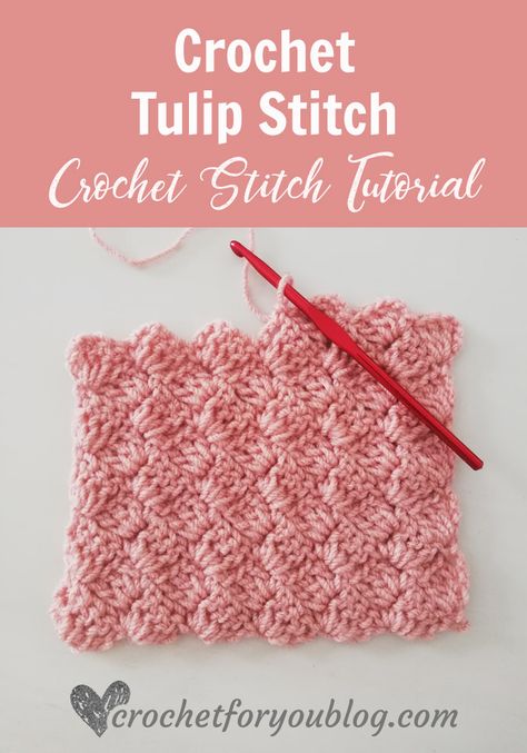 How to Crochet Tulip Stitch - Crochet For You #crochetforyoublog #crochetstitch #crochettulipstitch Crochet Tulip Stitch, Tulip Stitch, Free Crochet Blanket Patterns, V Stitch Crochet, Crochet Mittens Free Pattern, Crochet Tulip, Crochet Chain, Stylish Crochet, Crochet Blanket Designs